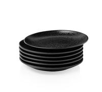 Kanwone Ceramic Dessert Plates Set of 6, Small Salad Plates 6 Inch Appetizer DIshes for Kitchen, Mini Dinner Plates for Cake Snacks Side Dish, Microwave, Oven and Dishwasher Safe, Black Glazed