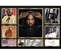 Kanye West Signed Autograph Photograph Display - Perfect for Hip Hop Fans, A3 Poster + Black Frame - Limited Edition Autograph Fan Gift - Collectible Memorabilia Merchandise