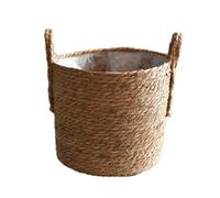 Kanylavy 1 PCS Seagrass Planter Basket Flower Pot Cover Woven Plant Container Vase Wicker Trash