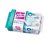 KAO Quickle Toilet Cleaning Wipe Refill - Jumbo Pack 20 Sheets, Flushable Wet Wipes for Toilet Bowl & Seat, Antibacterial & Deodorizing, Japan Import