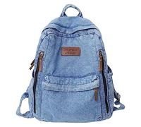 KAOBIO Denim Backpack for Women Men Vintage Grunge Backpack Blue Jeans Laptop Backpack Retro Rucksack for Travel Work, Blue, One Size, Rucksack Backpacks