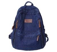 KAOBIO Denim Backpack for Women Men Vintage Grunge Backpack Blue Jeans Laptop Backpack Retro Rucksack for Travel Work, Navy, One Size, Rucksack Backpacks