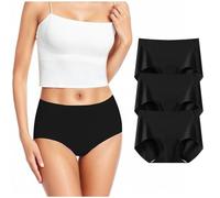 KAOBIO Women's Camel Toe Concealer Underwear High Waisted Invisible Camel Toe Cover Thong Seamless Workout Gym Panty, 3 Pack Black, L