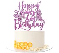Kaoenla Butterfly Happy 15th Birthday Cake Topper-Glitter 3D Butterfly15 Birthday Cake Topper, 15th Birthday，Butterfly theme party Cake Decor (72nd, Purple)