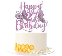 Kaoenla Butterfly Happy 27th Birthday Cake Topper-Glitter 3D Butterfly theme 27 years old/27th Birthday/Anniversary Party Cake Decor