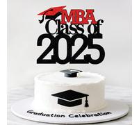 Kaoenla Class of 2025 MBA Graduate Graduation Cake Topper, Congrats Grad, You Did It, Congratulations Master of Business Administration College Graduation Party Decorations Supplies (black red)