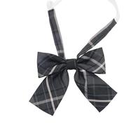 Kaohxzklcn Korean Japanese College Fashion Gray Checkered Pre-Tied Neck Tie JK Girl School Uniform Necktie Student Bowtie Neckwear Cravat Tie
