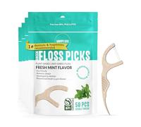 KAOJIN21-110 Biodegradable Floss Picks (200pcs) - Natural, Vegan, Sustainable, Reusable Dental Floss - Shred Resistant and Nontoxic Plant-Based Material Dental Floss Picks