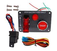 KAOLALI 12V Ignition Switch Panel Car Engine Start Push Button LED Toggle Panel 2 in 1 For Racing Sport Competitive Car Red