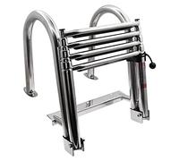 KAOLALI Boat Ladder 4 Steps, Pontoon Boat Ladder Foldable Stainless Steel Marine Rear Entry Telescoping Ladder with Wide Steps Swim Deck Ladder with Pedal Hand Railing Lad Capacity 200 kg