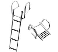 KAOLALI Boat Ladder 4 Steps Pool Ladder Stainless Steel Swimming Ladder Boat Foldable Telescopic with Large Handrails and Wide Rung Load Capacity 227 kg for Swimming Pool Deck Boat