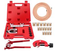 KAOLALI Brake Pipe Flaring Tool, with 3 in 1 Tubing Bender, 1 Tube Cutter, 3/16"x 25ft/7.6m Brake Line with 16 Fittings, Brake Line Flaring Tool Kit for Vehicle Brake Systems, Air Conditioning Systems