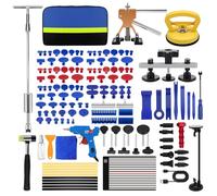 KAOLALI Car Dent Puller, 142 Pcs Dent Removal Kit for Car, Paintless Dent Repair Tools with Led Line Board, Gold Dent Puller Lifter, Bridge Puller, T-Bar Puller for Repairing Automotive Dent/Door Ding