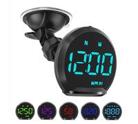 KAOLALI Car HUD Head Up Display, 2.2" Universal Digital GPS Smart Speedometer KMH & MPH with Suction Cup Bracket Clock OverSpeed Alarm Voltmeter Warning, Multiple Colors LED Display for All Cars