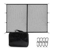 KAOLALI Highly Elastic Cargo Net, 120x120cm Single Layer Elastic Cargo Net, Stretches to 210x210cm, 4'x4' Stretches to 7'x7', for Car Luggage Rear Boot Van Roof Storage, with 8 Hooks