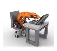 Kaoliscious Clamping Blocks Working Shrimp Man Desktop Decorative Building Block Set with Computer Desk and Chair, 155 Pieces Creative Shrimp Man Steampunk Animal Decor for Adults