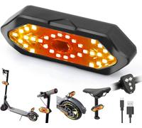 KAOUKUO E Scooter Indicator, Bike Turn Signal with USB Remote Control Rechargeable 180°Adjustable Rear Light Compatible with MaxG30/Ninebot Series Ultra Bright Warning Light Scooter Accessories