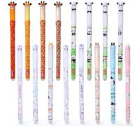 KAOVCXR Animals Erasable Pens, 16pcs Erasable Gel Pens with Thermosensitive Erase Ink, Range of ink colours & barrel designs, 0.5mm Tip Blue Core,School Stationery Supplies - D
