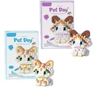 KAOVCXR Cat Building Block, 2 PCS Cute Kitty Building Blocks Animal Set DIY Micro 3D Particle Puzzle Building Gifts for Teens Adults