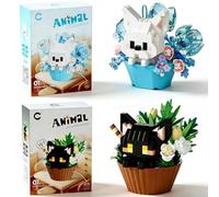 KAOVCXR Cats Building Block Set,2 Pcs Animal Building Block Mini Bricks Toy Animals Bricks Blocks Collection Creativity Toy Brick DIY Blocks Home Decor Ornament Gifts for Adults Teens Children