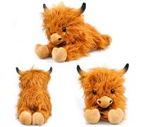KAOVCXR Highland Cow Stuffed Animals Plush Toy, Realistic Brown Cows Plush Doll, Soft Cuddly High Land Cow Plushies Farm Toy for Farm Home Decor Kids Halloween