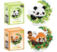 KAOVCXR Panda Building Block, 2 PCS Cute Panda Building Blocks Animal Set DIY Micro 3D Building Toy Particle Puzzle Building Toys Gifts for Boys Girls Age 8 9 10 11 12 13 14+ Teens Adults