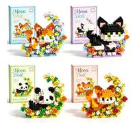 KAOVCXR Panda Building Block, 4 PCS Cute Panda Building Blocks Animal Set DIY Micro 3D Building Toy Particle Puzzle Building Toys Gifts for Boys Girls Age 8 9 10 11 12 13 14+ Teens Adults