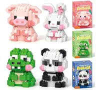 KAOVCXR Panda Building Block, 4 PCS Cute Panda Building Blocks Animal Set DIY Micro 3D Building Toy Particle Puzzle Building Toys Gifts for Boys Girls Age 8 9 10 11 12 13 14+ Teens Adults
