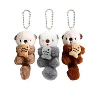 KAOVCXR Plush Keychain Otter Charm, Cute Gray Keyring,Cute Keyring for Women Teens & Animal Lovers for Handbags Purses Backpacks & Car Keys Birthday Gift 3PCS
