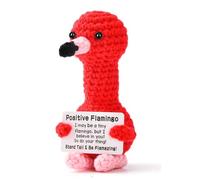 KAOVCXR Positive Gifts,Positive Flamingo and Coin,Mini Funny Knitted Flamingo Crochet,Emotional Support Toy Uplifting Gifts Dolls,Support Fruit Inspirational Gifts for Man & Woman