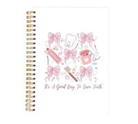 KAOWT Coquette Pink Bow Dentist Notebook Journal, Dental Hygienist Gifts Notebooks for Note Taking, Dental Assistant Gifts Journal, Pink Preppy Hardcover Spiral Notebook 5.5x8.3in