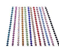 KAOYOO 12 Yards Crystal Rhinestone Chain Trim Mixed for DIY,Sewing,Crafts,Decoration(1 Yard for Each Color,SS06/2.0mm/0.08")