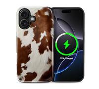 Kapadiy Magnetic Case for iPhone 16,Compatible with MagSafe Cowgirl Brown White Piebald Design Hybrid Dual Protection Silicone + Hard PC Shockproof Full Body Cover Protective Case for Men Women