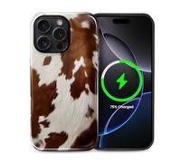 Kapadiy Magnetic Case for iPhone 16 Pro,Compatible with MagSafe Cowgirl Brown White Piebald Design Hybrid Dual Protection Silicone + Hard PC Shockproof Full Body Cover Protective Case for Men Women