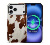 Kapadiy Magnetic Case for iPhone 17 Pro,Compatible with MagSafe Cowgirl Brown White Piebald Design Hybrid Dual Protection Silicone + Hard PC Shockproof Full Body Cover Protective Case for Men Women