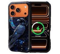 Kapadiy Magnetic Case for iPhone 17 Pro Max, Gothic Raven Celestial Moon Stained Glass Design Compatible With MagSafe,Hybrid Dual Protection Silicone + Hard PC Shockproof Full Body Cover for Men Women