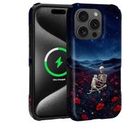 Kapadiy Magnetic for iPhone 15 Pro Max Case,Skeleton Cat Shared Moment | Compatible with Magsafe,Upgrade Dual-Layer Silicone + Hard Pc Case,Full Body Protective Cover Shockproof Corners