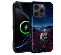 Kapadiy Magnetic for iPhone 16 Pro Max Case,Skeleton Cat Shared Moment | Compatible with Magsafe,Upgrade Dual-Layer Silicone + Hard Pc Case,Full Body Protective Cover Shockproof Corners