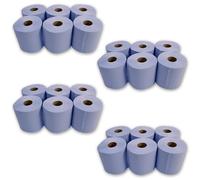 KAPCO 24 Value Blue Centrefeed Rolls | 2-Ply Embossed Paper Tissue Roll - 45m Length, 166mm Height - Super Absorbent Industrial Wipes | Ideal for Kitchen, Garage, Workshop & Hand Towel Use | Bulk Buy