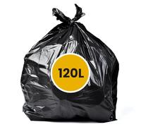 KAPCO Black Bin Bags Heavy Duty 120L | 100 Extra Strong Refuse Sacks 22x35x47” - Large Bin Liners for Kitchen, Garden, Office, Rubbish, Garbage - Thick Black Bags for Waste, Dustbin, Wheelie Bin Use