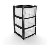 KAPCO Large Plastic Storage Drawers - 3 Tier Drawer Tower Unit | Transparent Storage Organiser for Clothes, Toys, Office & Kitchen | Durable, Stackable Plastic Drawers for Bedroom, Bathroom & Cupboard