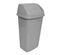 KAPCO Small 10L Grey Plastic Swing Top Bin | Durable Easy Clean Waste Recycling Dustbin for Home, Office, Kitchen & Bathroom | Rubbish, Refuse Trash Bin with Swing Lid | Under Counter Recycle Bin