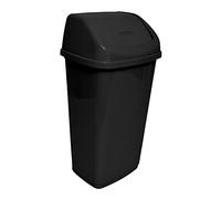 KAPCO Small Plastic Swing Top Bin (10L, Black) Durable Easy Clean Waste Recycling Dustbin for Home, Office, Kitchen & Bathroom | Rubbish, Refused Trash Bin with Swing Lid | Under Counter Recycle Bin