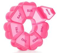 KAPENS Pill Organizer - 7 Day, 7 Compartments, Red, BPA-Free Plastic, Easy Open, Reminder