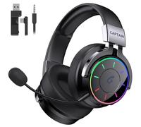 KAPEYDESI 2.4GHz Wireless Gaming Headset for PC/PS5/PS4/Mac/Switch-RGB Light, 60H Battery, 7.1 Surround Sound, Bluetooth 5.4 Gaming Headphone with Detachable Mic Noise Canceling, Foldable, 3.5mm Cable