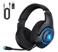 Wireless Gaming Headset for PS5/PC/MAC, 2.4GHz Gaming Headphones Bluetooth With Detachable Noise Cancelling Miccrophone, Wireless Headphones With 3D Surround, 3.5mm Wired Jack for Xbox One Series