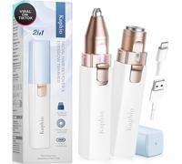 KAPHIO Facial Hair Removal for Women: 2 in 1 Electric Hair Removal Device for Chin Upper Lip Peach Fuzz & Rechargeable Eyebrow Trimmer for Shape Brows with Light (Blue)