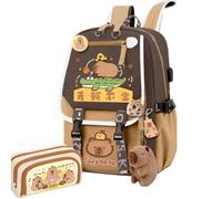 Kapibara Capybara Cartoon Backpack Large Capacity Waterproof Kapibara stuff kawaii backpack with pins and Accessories, pattern 18