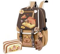 Kapibara Capybara Cartoon Backpack Large Capacity Waterproof Kapibara stuff kawaii backpack with pins and Accessories, Pattern 2