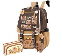 Kapibara Capybara Cartoon Backpack Large Capacity Waterproof Kapibara stuff kawaii backpack with pins and Accessories, pattern 4